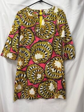 J.Crew Ratti Print Electric Kiwi Tunic Dress Zip Back With Pockets Size 2